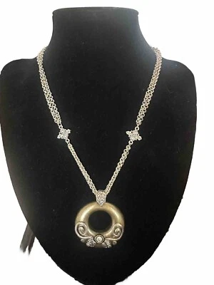 19 «CHICO'S подвеска ожерелье кристалл лист мотив серебряная латунь - Изображение 1 из 4