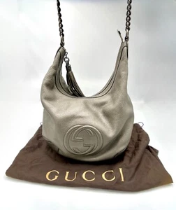 Gucci Medium Soho Chain Hobo in Grey Metallic Leather w/Dust Bag - Ex. Cond. - Picture 1 of 10