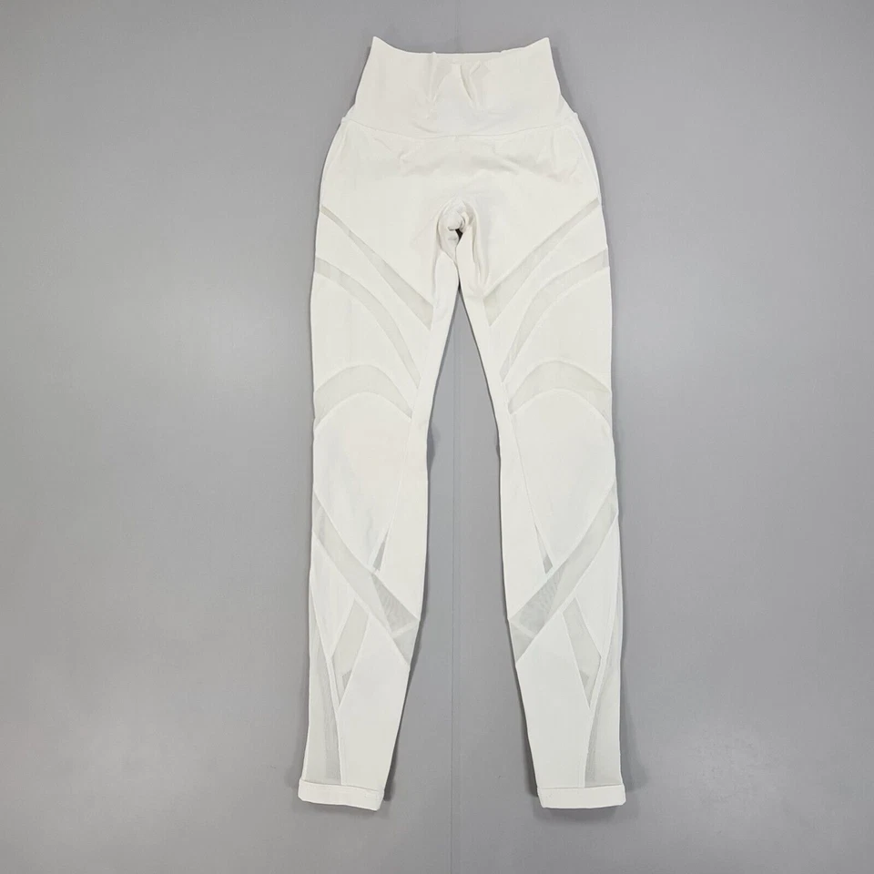Lululemon Womens Leggings White 6 UK High Rise Wunder Mesh Panels XS - Image 1 of 4