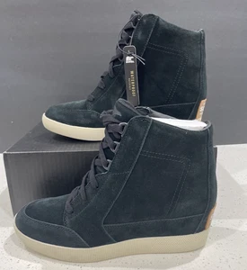Sorel Out N About WEDGE Black Suede Waterproof Shoes Size 10 - Picture 1 of 14