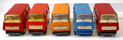 Vtg TONKA Orange Yellow Red Blue Pressed Steel Mini Passenger Van Vans 5 Total - Image 1 of 4