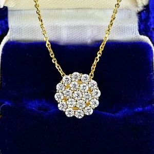 0,67 ct runder VS/SI im Labor gezüchteter Diamant 10 K Gelbgold Damen Halskette Anhänger - Bild 1 von 6