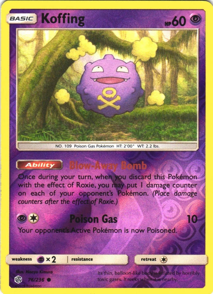 Pokemon TCG Koffing NM Common Reverse Holo SM - Cosmic Eclipse 76/236 - Image 1 of 1