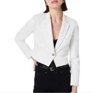 Spanx Women's Powder White Cropped Ponte Blazer Jacket Career Size XL New - Picture 1 of 11