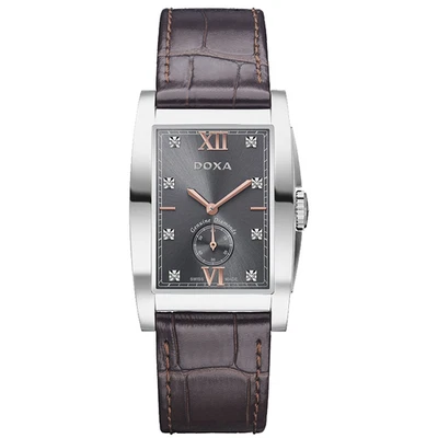 DOXA Men's Black Dial Brown Leather Quartz Stainless steel Watch D193SGY - Image 1 of 2