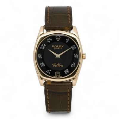 Rolex Cellini Danaos 33 mm oro rosa 18 quilates esfera negra cuerda manual reloj para hombres 4233 Foto 1 de 4