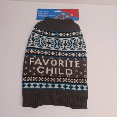 Suéter Vibrant Life Perro Mascota "Niño Favorito" Gris Talla Pequeña 13" 10-20 LB NUEVO CON ETIQUETAS Foto 1 de 4