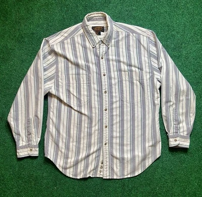 Vintage Eddie Bauer Men’s Button Down Brushed Oxford Stripe100% Cotton 90s Large - Image 1 of 4