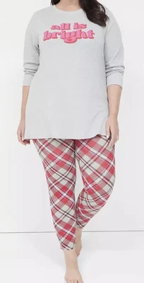 Lane Bryant CACIQUE 2 pc Shirt & Pants Pajama / Lounge Set Plaid sz 26 / 28 NWT - Image 1 of 4