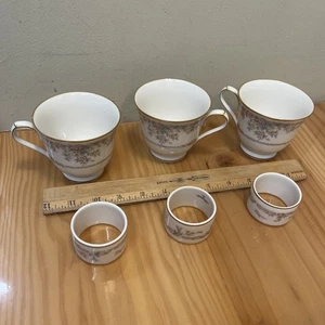 Set 3 tazze vintage Noritake avorio China Gallery 7246 con 3 anelli tovaglioli - Foto 1 di 8