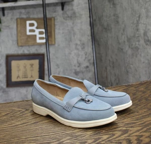 Giani Bernini Womens Lesleee Slip-On Memory Foam Loafers Light Blue Suede 6M - Picture 1 of 7