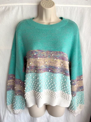 Suéter Jersey ROMANO Texturizado Talla 14 Mezcla de Lana Blancanieves Bobbles Globo Sl Foto 1 de 4