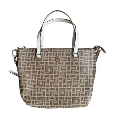 Anne Klein Crossbody Strap Shoulder Bag Brown Lion Logo Print Top Handle Purse - Image 1 of 4