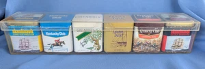 Vtg 6 pk tobacco sampler, empty mini tins London Dock, Greenbrier, Kentucky Club - Picture 1 of 10