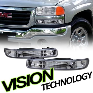 For 99-06 Sierra/Yukon Chrome Clear Turn Signal Parking Bumper Lights Lamps jy - Bild 1 von 2