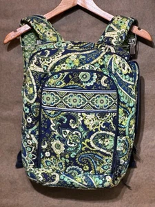 Vera Bradley Rhythm & Blues Quilted Backpack Bag Blue & Green Floral Paisley - Picture 1 of 9