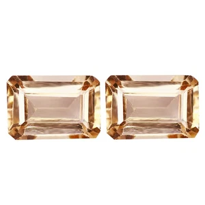1.15 Ct VVS [2Pcs Pair] Valuable Octagan 6.9 x 4.1 MM Peach Pink Real Morganite - Bild 1 von 5
