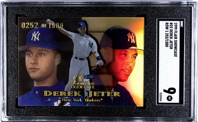 SP/1500 1999 Flair Showcase Fila 1 #22 Derek Jeter Capitán de los Yankees de Nueva York SGC 9 COMO NUEVO Foto 1 de 3