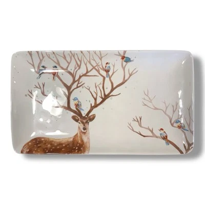 Pier 1 Importa Alejandro el Ciervo con Pájaros en Astas Bandeja Platos 14”x8” Foto 1 de 4