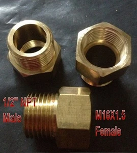 Pipe Fitting 1/2" NPT Male to Metric M16 M16X1.5 Female Adapter - Bild 1 von 1