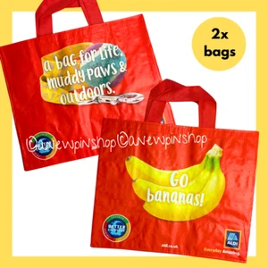 ALDI Einkaufstaschen GROß x2 Rot Mix Beuteltasche Shopper groß faltbar *EINGESTELLT* - Bild 1 von 4