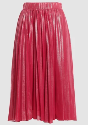 Falda midi pinko rosa brillante acento plisada cintura elástica talla 6 Foto 1 de 4