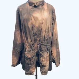 Torrid Safari Jacket Plus Size 3XL Purple Pink Distressed Tie Dye Cotton Read - Picture 1 of 20