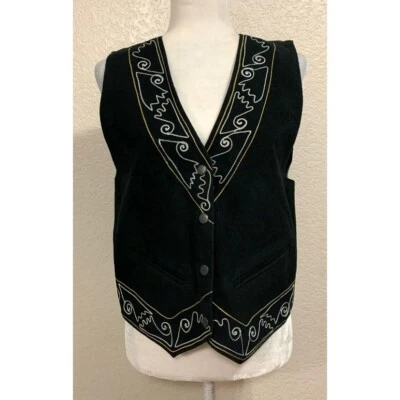 Chaleco de cuero de gamuza negro vintage años 90 Posh RN 83171 para mujer poco sexual L Foto 1 de 4