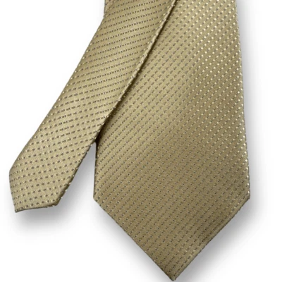 Corbata para hombre Sean John 100 % seda puntada beige dorado con sutiles puntos azules Foto 1 de 4