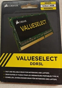 RAM CORSAIR CMSO4GX3M1C1600C11 VALUE SELECT 4GB SO-DIMM DDR3L 1600MHZ - Picture 1 of 2