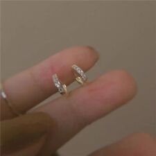 Round Cut Moissanite Tester Pass Small Hoop Earrings 14K Yellow Gold Plated