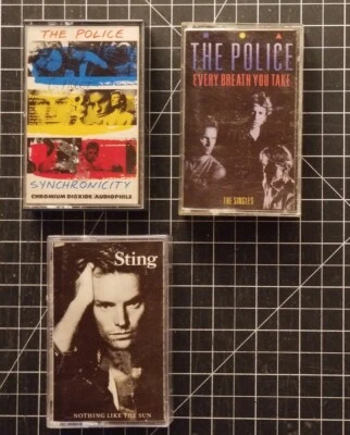3 POLICE & STING Cassettes SYNCHRONICITY Nothing Like The Sun THE SINGLES Tapes - Image 1 of 4