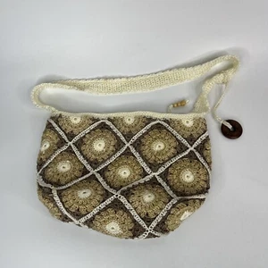 The Sak Hand Crocheted Small Purse Beige Brown Trendy Bag - Picture 1 of 8