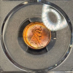MS65RD 1992 1C Lincoln Memorial Cent PCGS Trueview- Rainbow Toned (Bad Trueview) - Picture 1 of 9