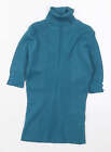 Preworn Womens Blue Roll Neck Viscose Pullover Jumper Size 8