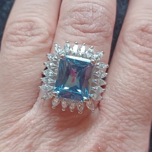 ¡NUEVO! Anillo QVC Nolan Miller Tallas: 8 O 9 Denim Azul Cristal Austriaco Rodio Foto 1 de 4