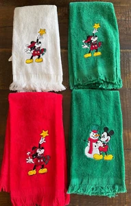 Vintage Disney Mickey & Co. Bathroom Fingertip Towel star lot 4 green holiday - Picture 1 of 6