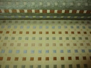 4 1/2 yards Vintage Kravet multicolor chenille square upholstery fabric NOS - Picture 1 of 2
