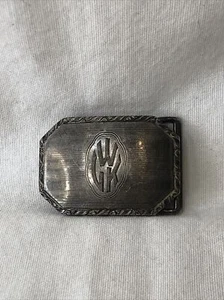Vintage Argento Sterling G.L.P. "Fibbia Cintura Co Incisa GWK 1 e 1/8"" x 1,75" - Foto 1 di 5