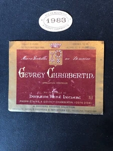 Grand Cru Dom 1983. Rene Leclerc Gevrey-Chambertin, Cote d'Or Frankreich, Weinetikett - Bild 1 von 2