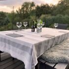 Leon Natural Washed Linen Tonal Striped Tablecloths 150x250cm Grey