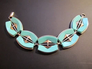 VtG STATEMENT Turquoise Thermoset BRACELET Machine Age Op Art Design Minty Wow - Picture 1 of 6