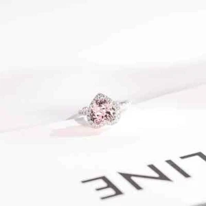 1.90 Ct Natural Pink Sapphire Diamond Engagement Ring 14K Solid White Gold - Picture 1 of 12
