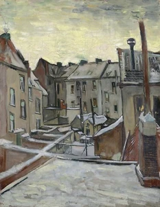 Vincent van Gogh, Old Houses in Antwerp 1885, Hand Painted Canvas Oil Painting - Picture 1 of 2