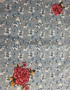 Two Floral Cloth Placemats Blue Pink/Red Roses Texture Reverse Red/Pink Plaid - Picture 1 of 11