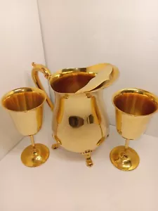 WMF of America 2 Gold Plate Cups and Pitcher 6395 24KGold Electroplate Vintage - Picture 1 of 10