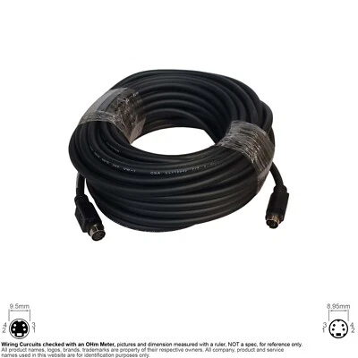 Cable S Video TV Mini Din MD 4 Pin Round Female Male 50FT Extension #120131 - Image 1 of 2