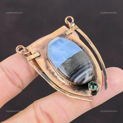 Owyhee Azul Ópalo Piedra Cobre Hermana Bautizo Bisel Día de la Madre Boho Colgante Foto 1 de 4