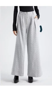 295 $ Gestuz Coelle Hose hoher Bund weites Bein Bio schwarzweiß Struktur - Bild 1 von 4