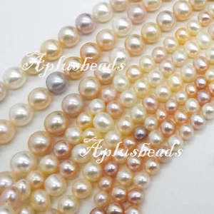 16 pulgadas. Perla de agua dulce patata cuentas redondas multi natural rosa melocotón y blanco    - Imagen 1 de 4